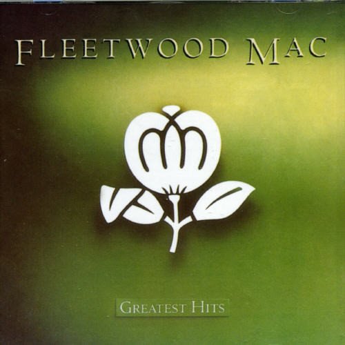 "CD cover with green background, white flower, and 'Fleetwood Mac Greatest Hits' text."