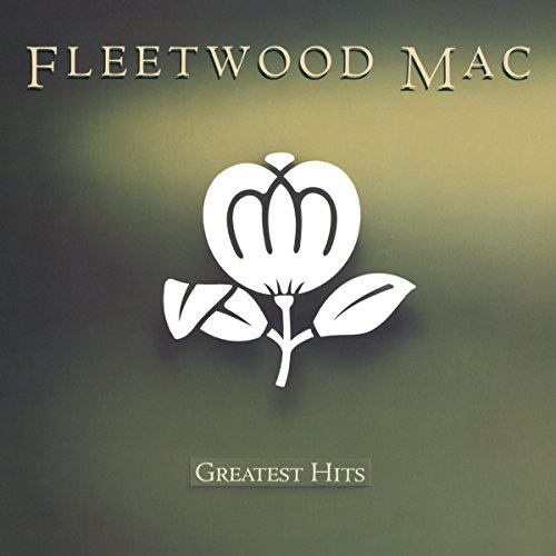 "Fleetwood Mac Greatest Hits vinyl album cover with a white flower logo on a gradient background."