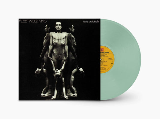 Fleetwood Mac "Heroes Are Hard to Find" vinyl record with green tint.