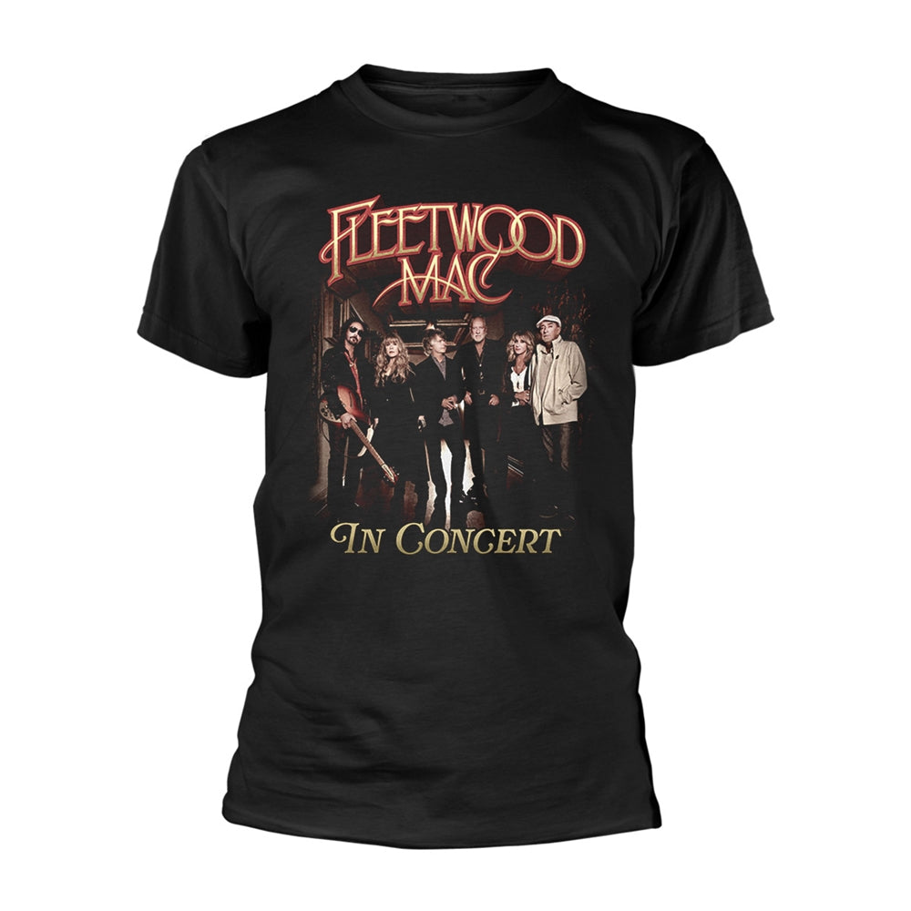 Black Fleetwood Mac "In Concert" t-shirt worn by a man.