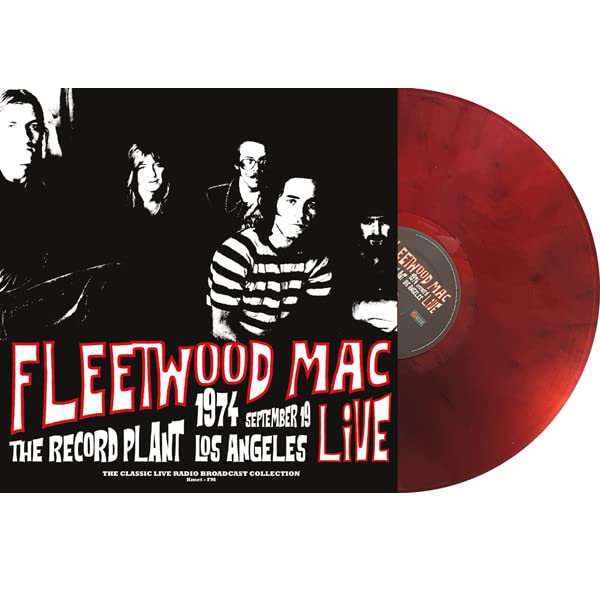 Fleetwood Mac album cover and red marble vinyl record shown together.