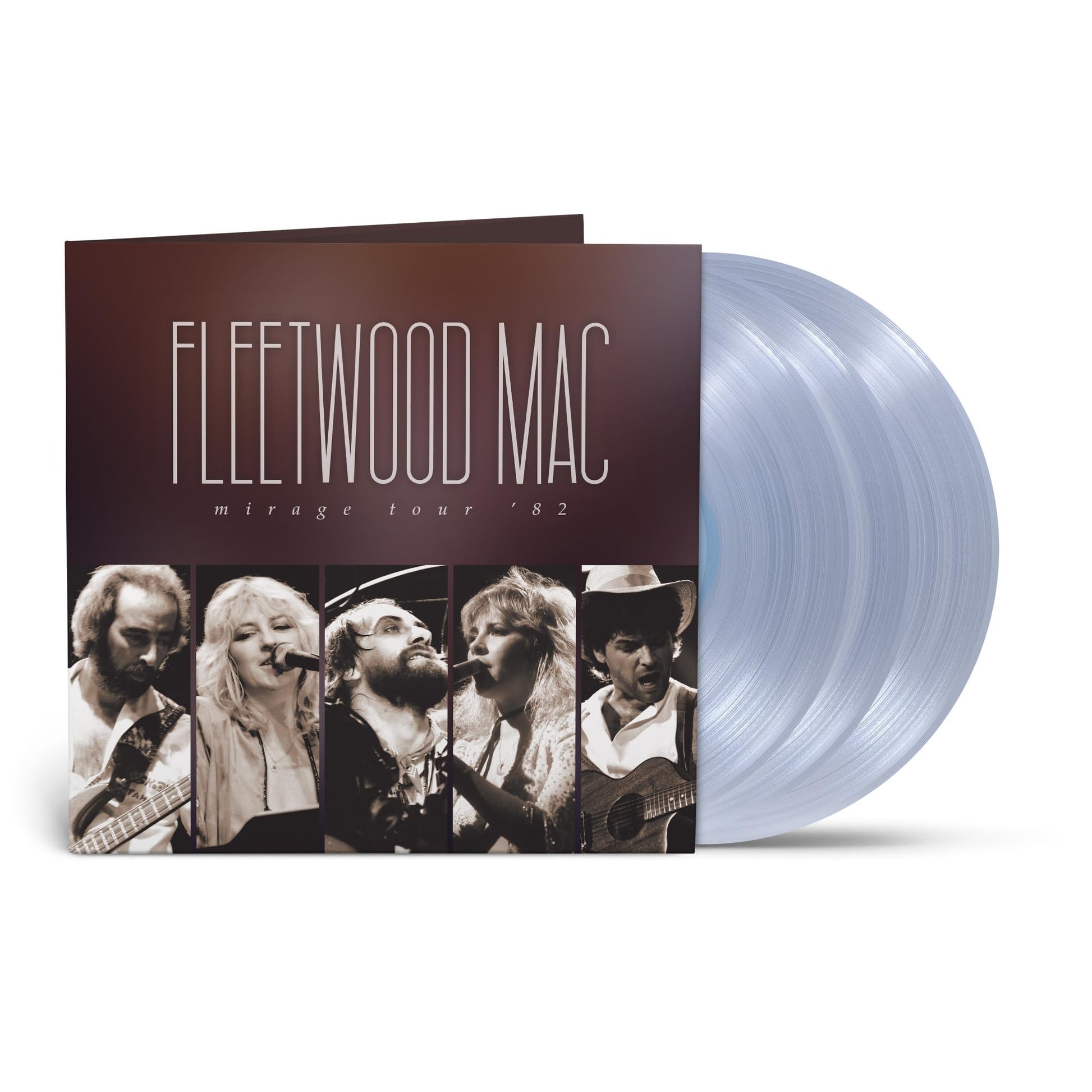 Fleetwood Mac Mirage Tour 82 vinyl record cover with two translucent light blue discs.