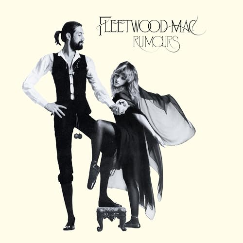 Fleetwood Mac Rumours album cover featuring Mick Fleetwood and Stevie Nicks on cream background.