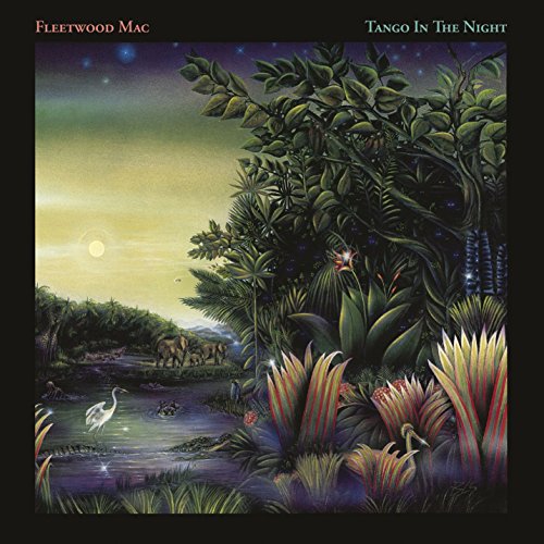 "Tango in the Night" album cover featuring a serene, moonlit jungle scene.