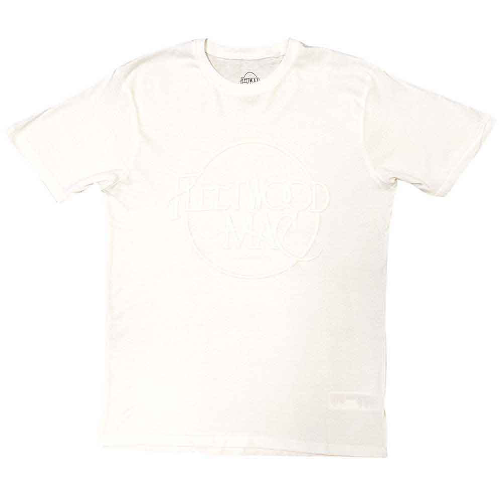 White unisex t-shirt featuring a subtle white Fleetwood Mac logo on the chest.