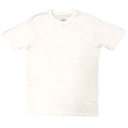 White unisex t-shirt featuring a subtle white Fleetwood Mac logo on the chest.