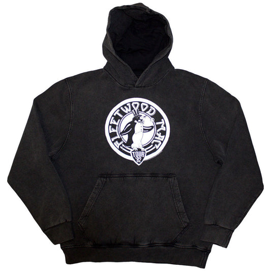 A grey, vintage-wash pullover hoodie featuring a Fleetwood Mac Tour '82 penguin graphic.