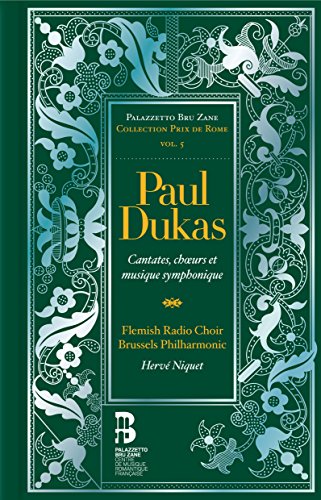 CD cover for Paul Dukas’s choral works featuring ornate teal design.