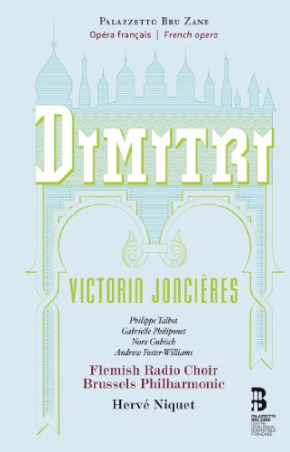 CD cover for Victorin Joncières' Dimitri featuring architectural line art on a light blue background.