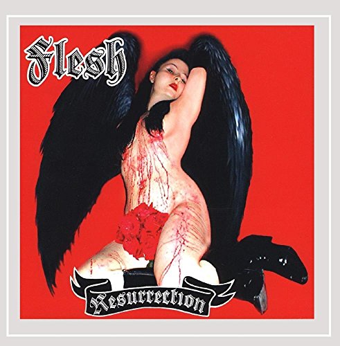 CD cover: woman with black wings, red background, and simulated wounds.