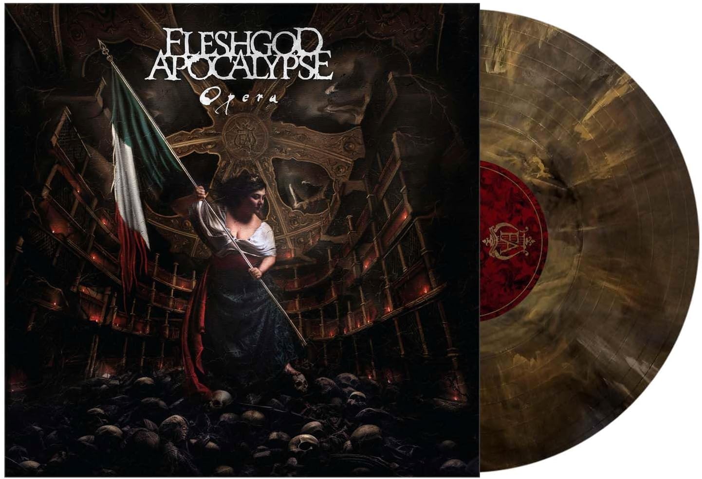 Fleshgod Apocalypse "Opera" vinyl record with ornate, dark cover art.