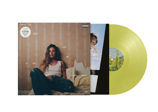 FLETCHER album cover and yellow vinyl record, portrait of a woman.