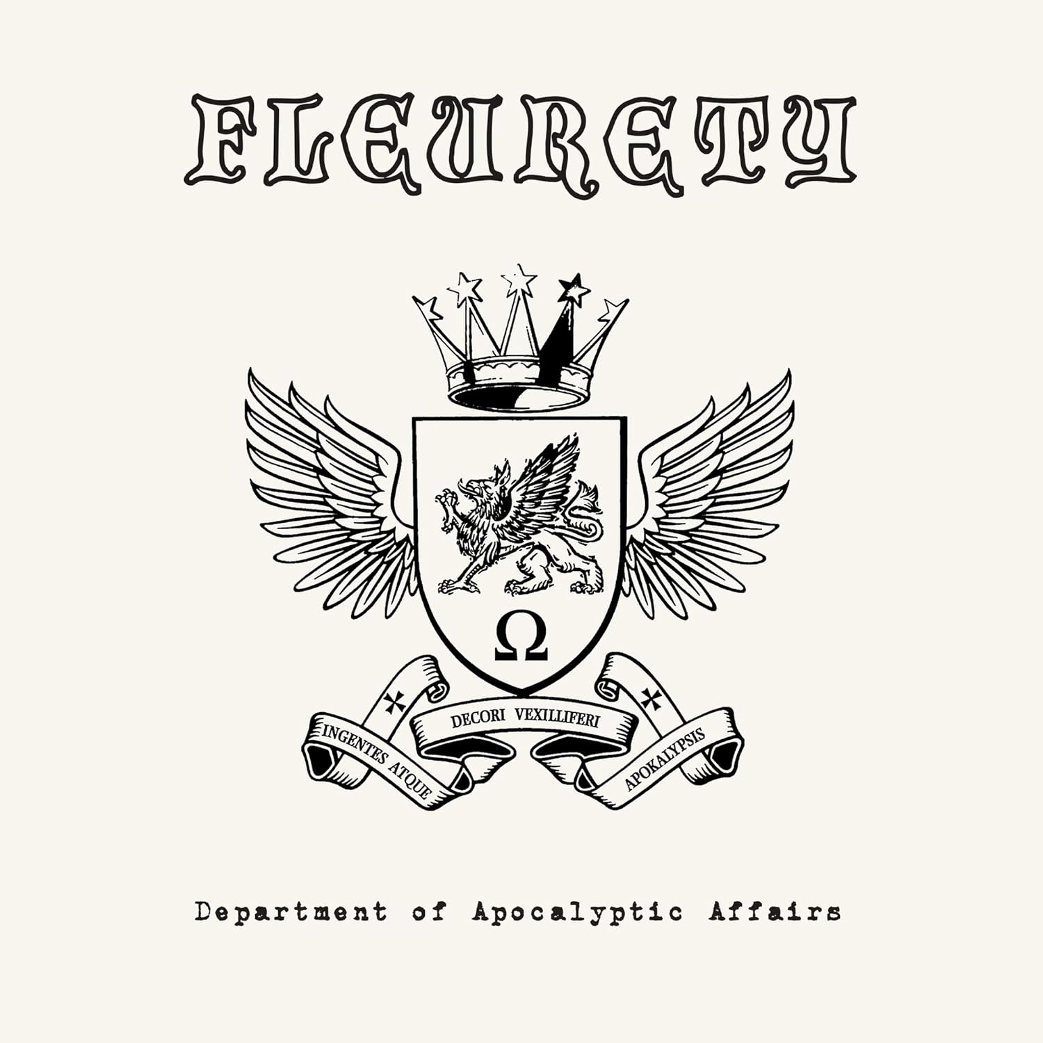 CD cover: ornate crest with a winged lion, text "Fleurety" and "Department of Apocalyptic Affairs".