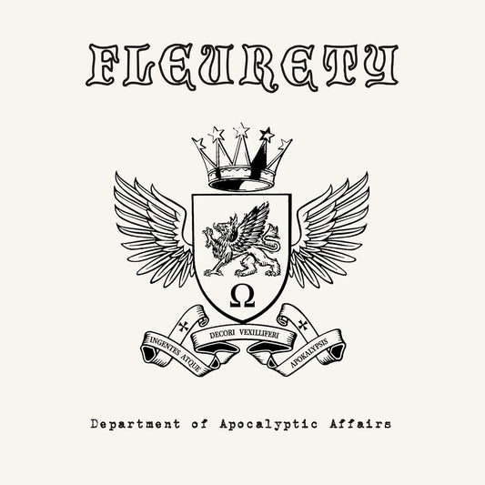 CD cover: ornate crest with a winged lion, text "Fleurety" and "Department of Apocalyptic Affairs".