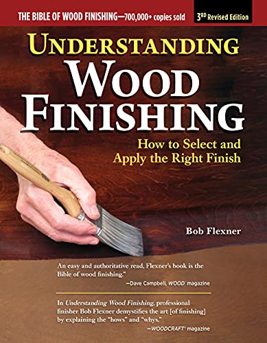 Book cover: "Understanding Wood Finishing," showing hands applying varnish.