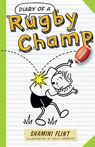 Book cover for Diary of a Rugby Champ featuring a cartoon boy and rugby ball.