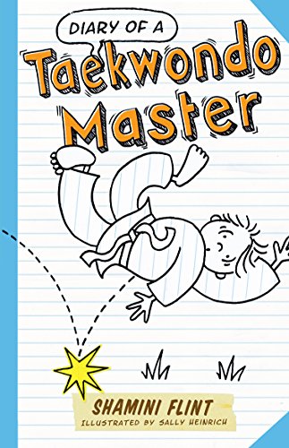 Book cover showing a cartoon character in a taekwondo uniform jumping on lined paper.