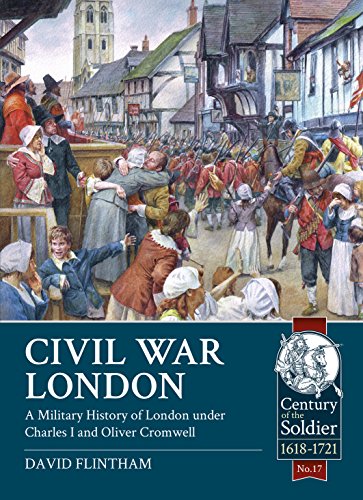 Book cover depicting 17th-century London street scene during the Civil War.