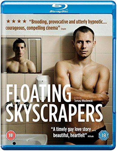 Blu-ray cover for “Floating Skyscrapers” featuring a shirtless man and mirrored image.