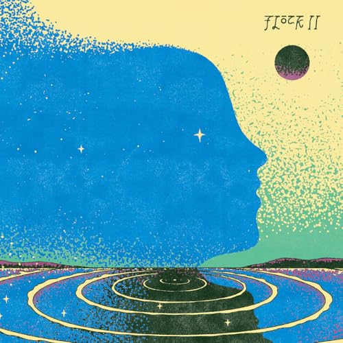 Album cover for Flock II: blue face profile with concentric circles below.
