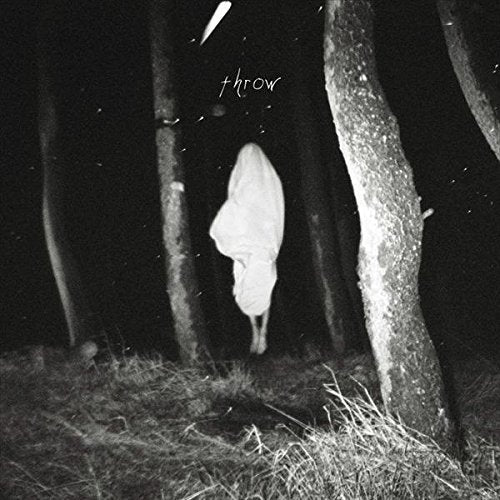 A black-and-white album cover featuring a ghostly figure between trees, with the word "throw" above.