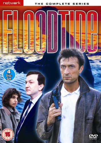 DVD cover for Floodtide featuring three people against a backdrop of water and sunset.