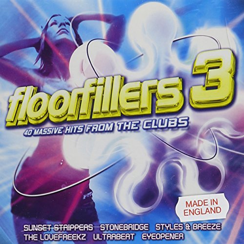 CD cover for “Floorfillers 3” with a woman and bold blue and yellow text.