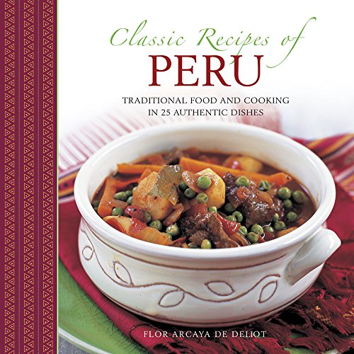 Cookbook cover featuring a white bowl of Peruvian stew with vegetables.
