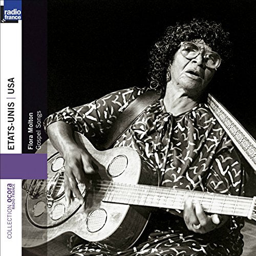 Flora Molton playing guitar, CD cover for “Go” with text in French.