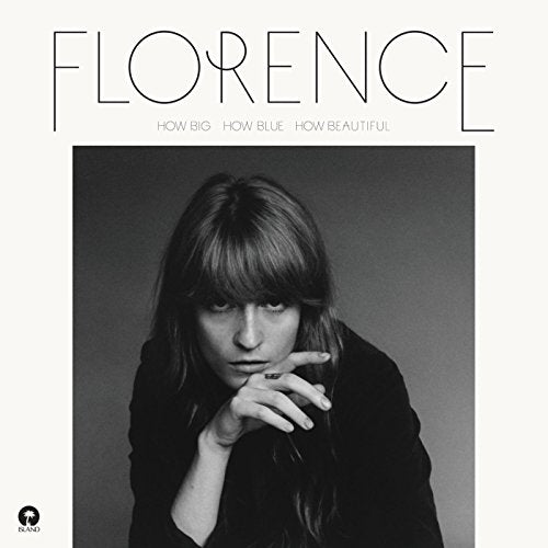 Black and white album cover featuring Florence Welch with hand resting on her chin.