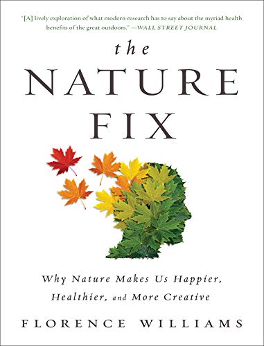 Book cover: “The Nature Fix” with a leaf-shaped human head silhouette.