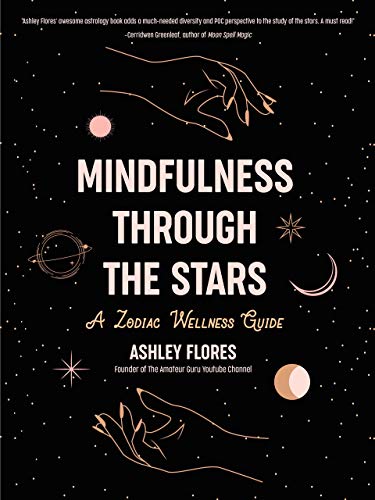 Book cover titled Mindfulness Through the Stars with celestial illustrations on a black background.