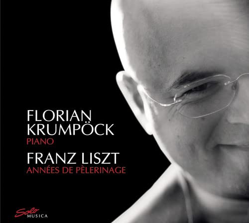 Close-up of pianist Florian Krumpöck wearing glasses, album cover art.