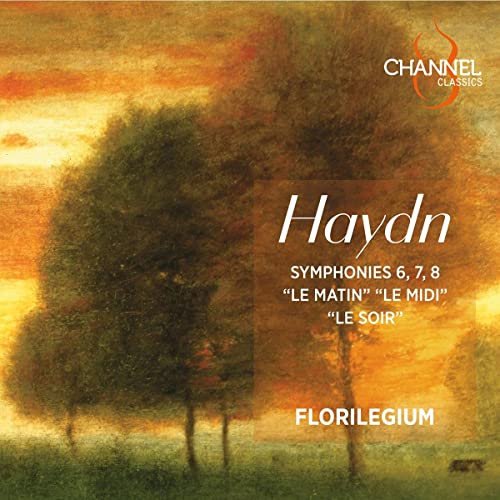 CD cover for Haydn symphonies with a sunrise landscape painting.