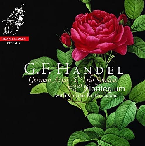 CD cover for Handel’s German Arias & Trio Sonatas, featuring a red rose.
