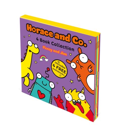Purple box set of four "Horace and Co." children’s books with cartoon monsters.