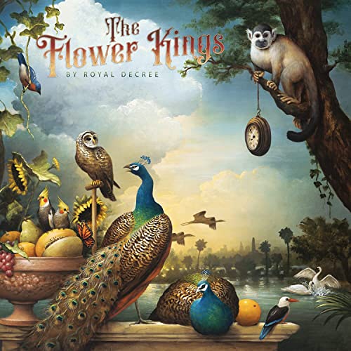 Album cover for The Flower Kings’ “By Royal Decree” featuring birds and animals.