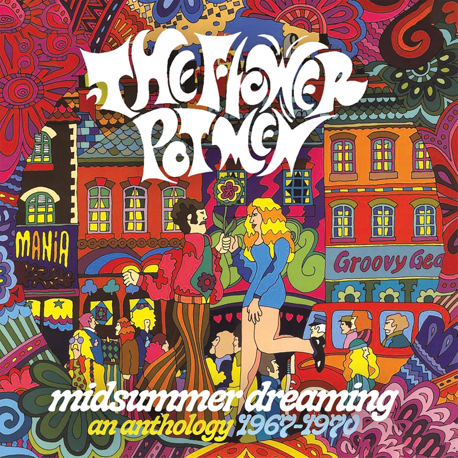 CD cover art featuring the Flower Pot Men characters against a dreamy midsummer landscape.