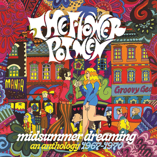 CD cover art featuring the Flower Pot Men characters against a dreamy midsummer landscape.