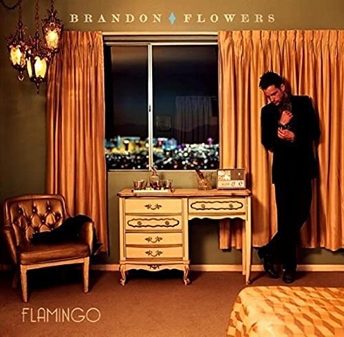 Album cover for Brandon Flowers’ “Flamingo” featuring a man by a window.