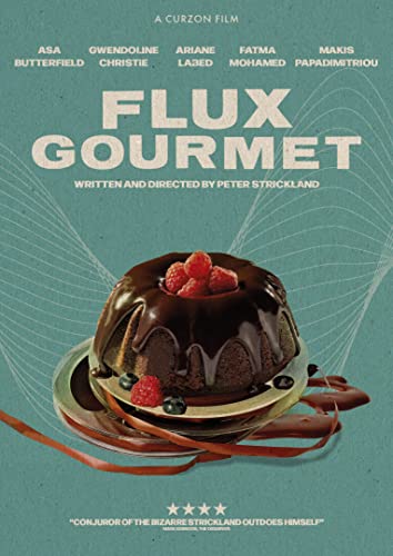 Flux Gourmet" DVD cover featuring a chocolate pudding with raspberries.