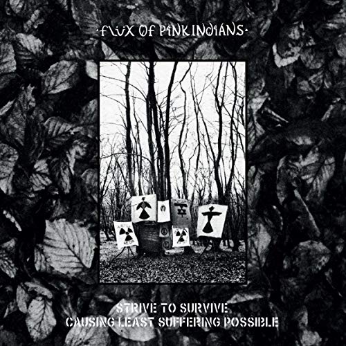 Black and white album cover featuring signs with symbols in a forest.