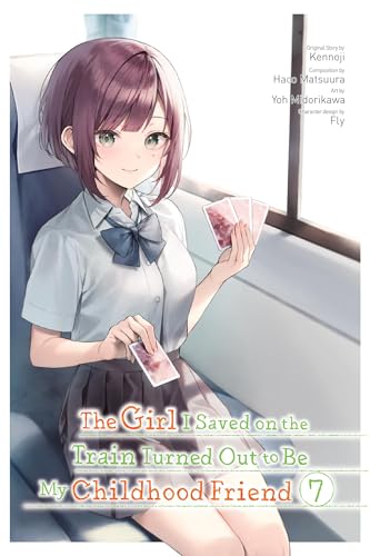 Manga cover: girl with purple hair holding playing cards, seated by a window.