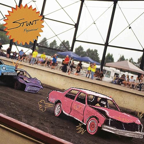 Album cover showing illustrated pink and purple cars racing on a dirt track.