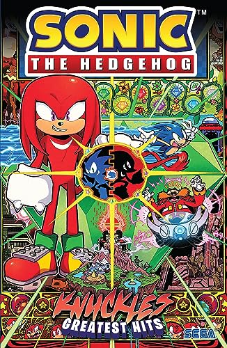 Comic book cover featuring Knuckles, Sonic, and Dr. Eggman in a stained-glass art style.