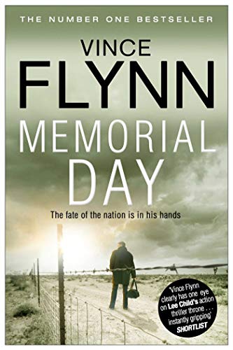 Book cover for Memorial Day by Vince Flynn showing a man walking along a fence.