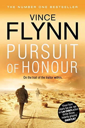 Book cover: "Pursuit of Honour" by Vince Flynn, with desert landscape.