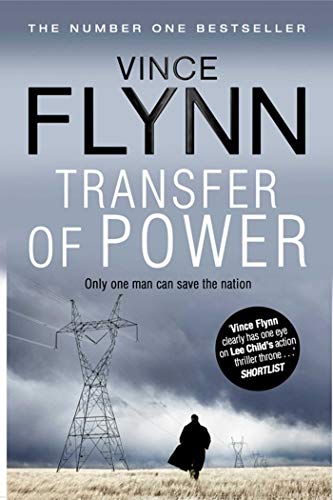Book cover for Transfer of Power by Vince Flynn showing a person near power lines.