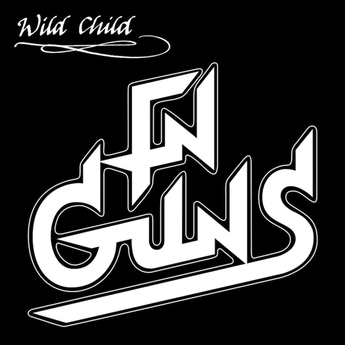 White stylized text reading "Wild Child" and "FN GUNS" on a black background.