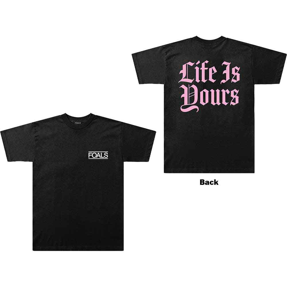 Black unisex t-shirt with white "Life Is Yours" text on the back.
